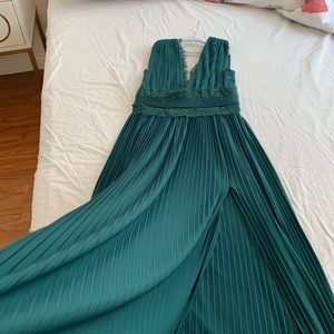 Brand new Asos pleated green long dress